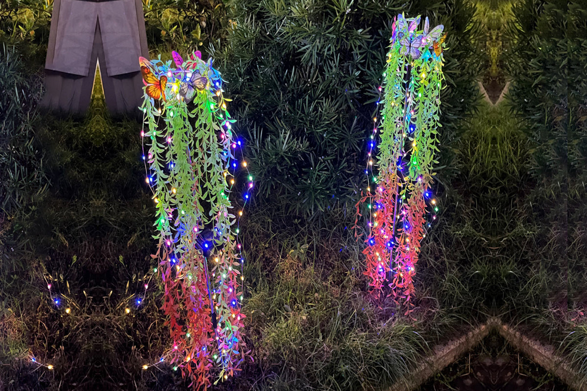 Solar Garden Lights 25LEDs Solar Power Butterfly Flower Lights Waterproof Swaying Tree for Outside Yard Pathway Patio Lawn