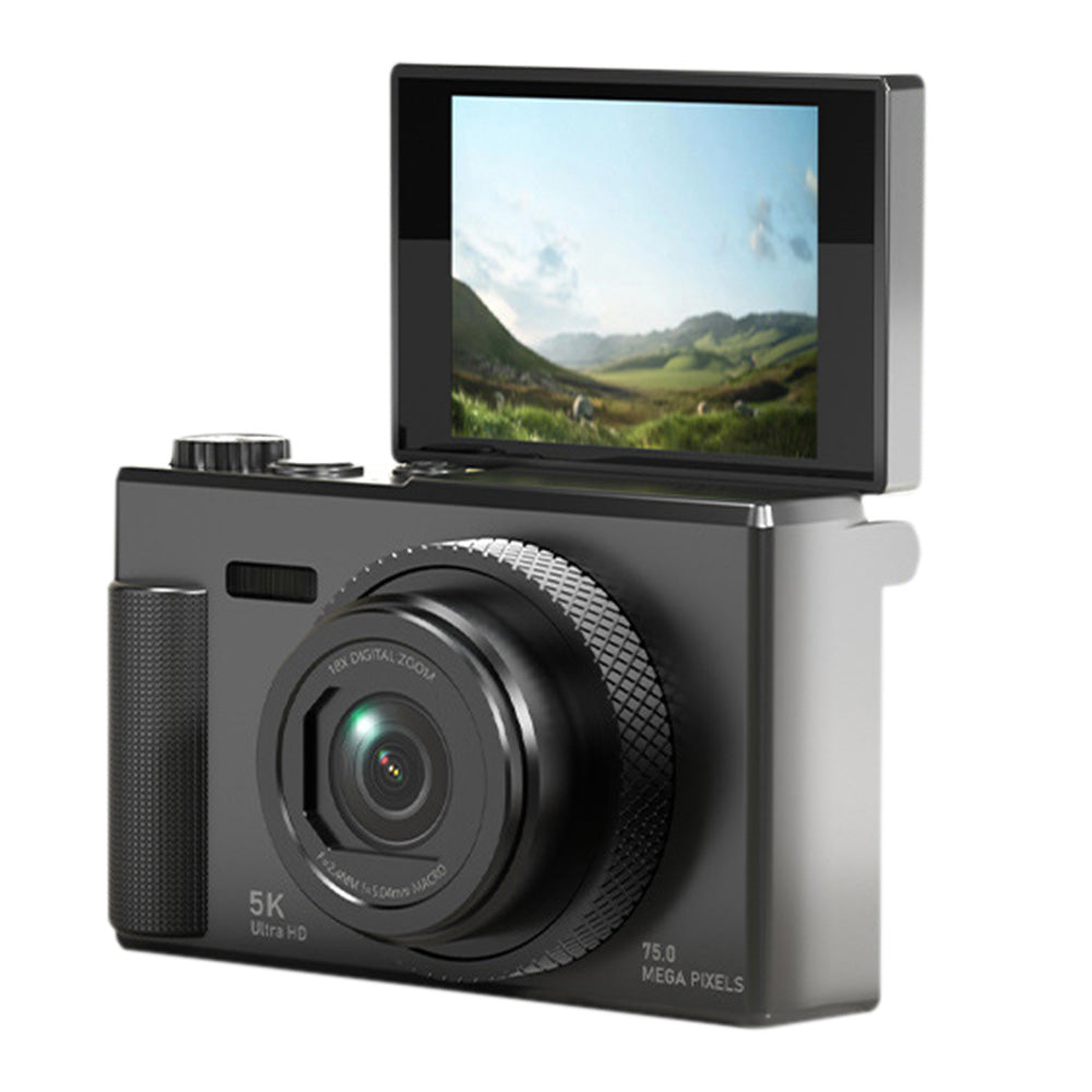 5K Digital Camera ¨C 18X Zoom Flip Screen Point-and-Shoot with 64GB Memory Card Black