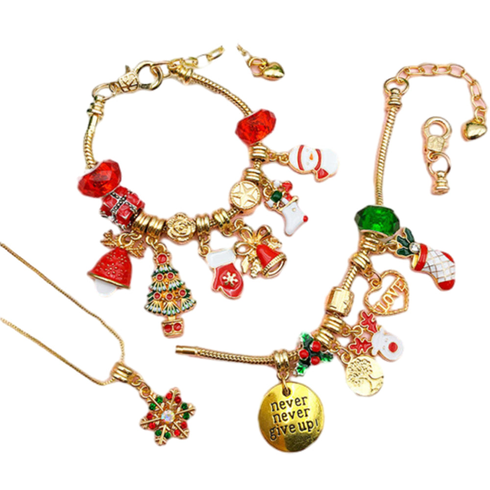 24 DAYS Christmas Advent Countdown Calendar Bracelets Set DIY Charm Bracelet Making Kit for Kids Style 1
