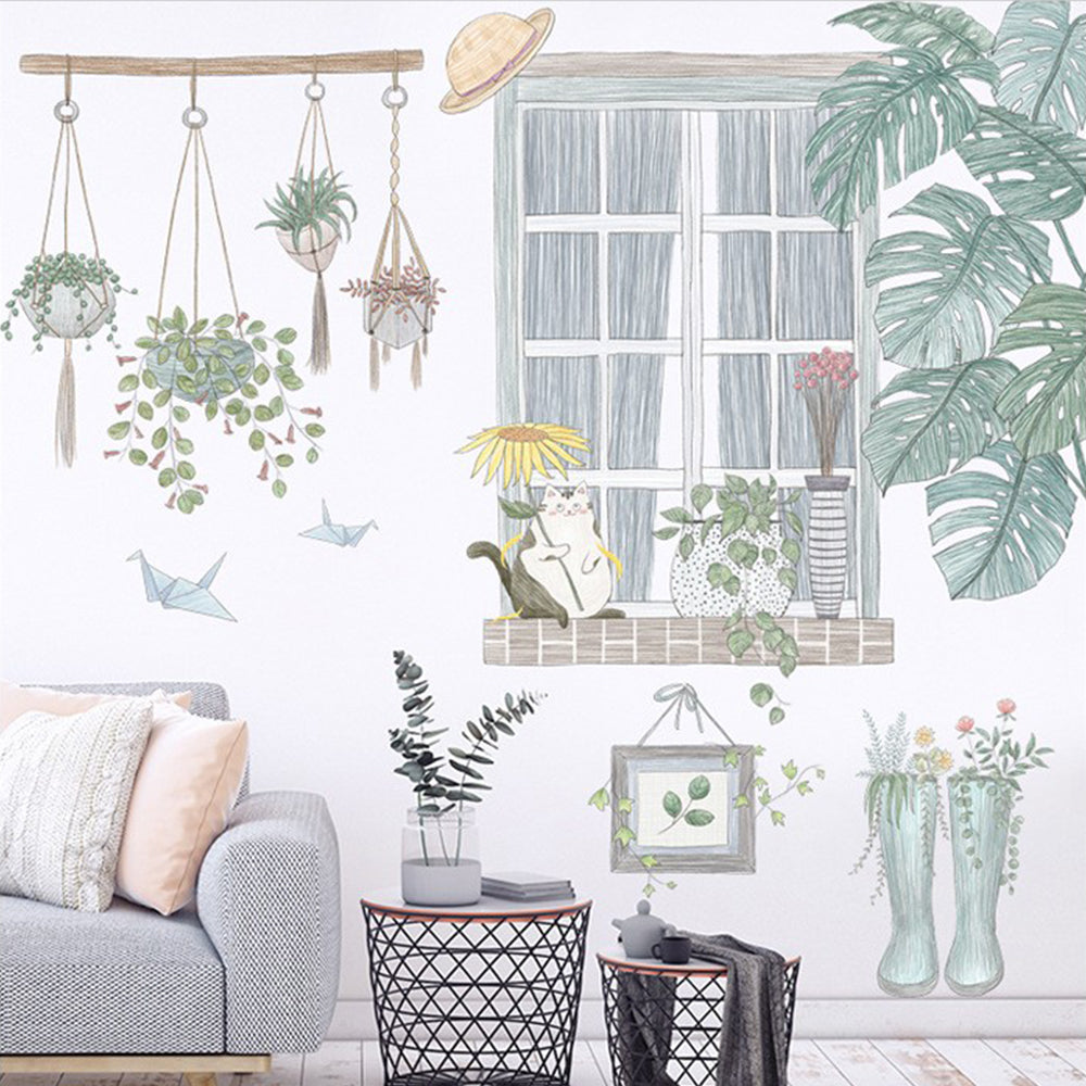 Self-adhesive Removable Green Leaves Plant Wall Sticker Home Decor-Style 4