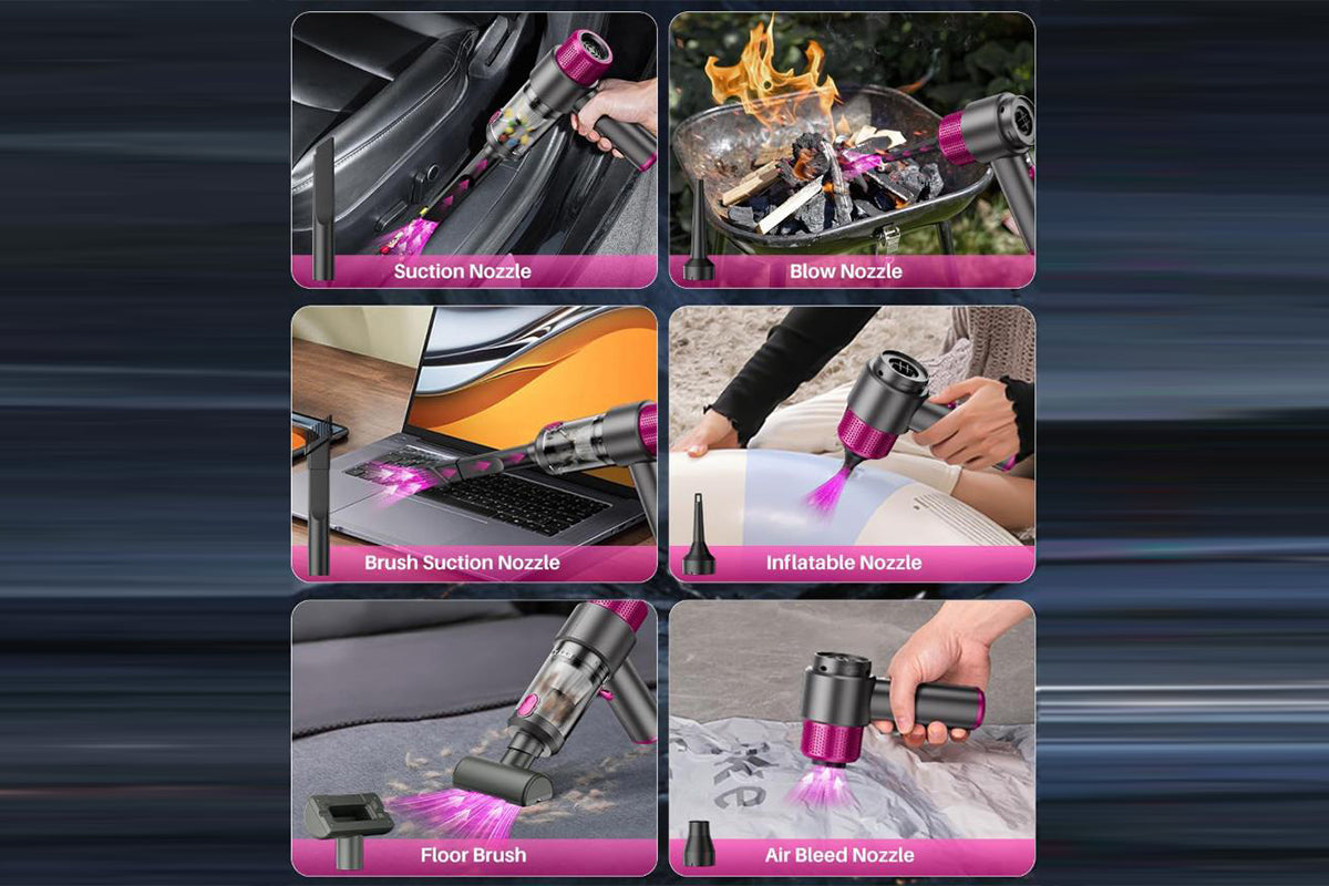 4-in-1 Handheld Car Vacuum Cleaner Cordless 6500PA Mini Air Duster with LED Light for Home Office