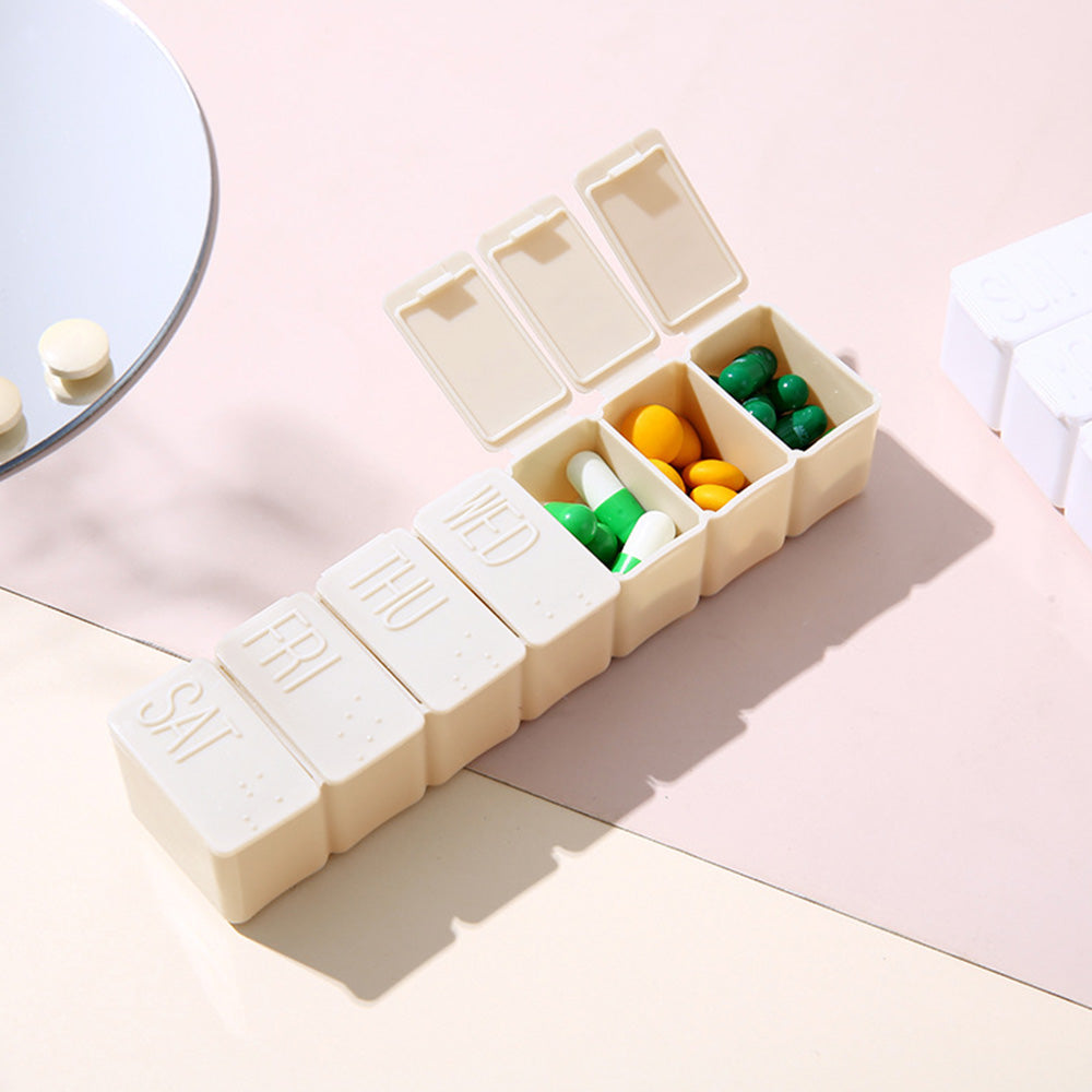 4 PCS Weekly Pill Organizer 7 Day Medicine Box with Compartments for Travel Home Apricot
