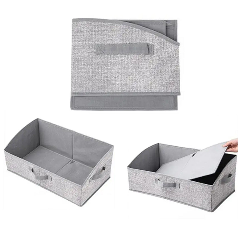 2Pcs  Storage Bin with Handles Large Capacity Closet Shelf Organizer for Clothes Blanket Hats Grey