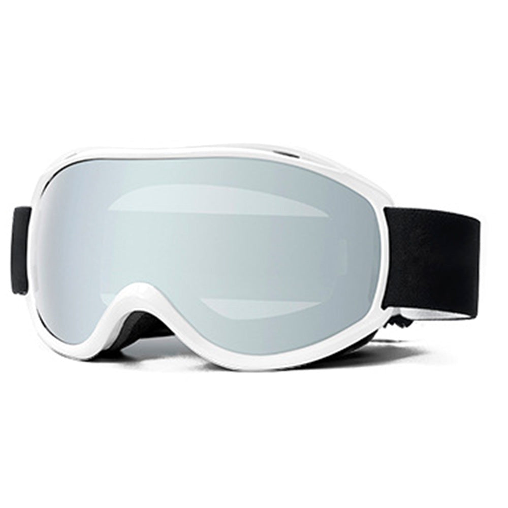 OTG Anti Fog Ski Goggles UV400 Protection Anti Fog Lens White Frame and Silver Mirrored Lens