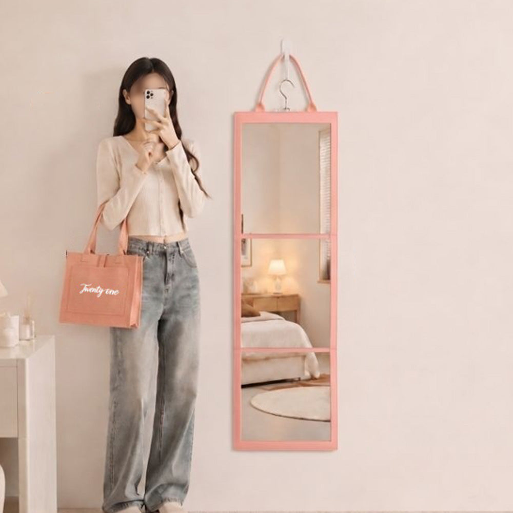 Portable Foldable Full Length Mirror with Handle Tri Fold Mirror - Pink