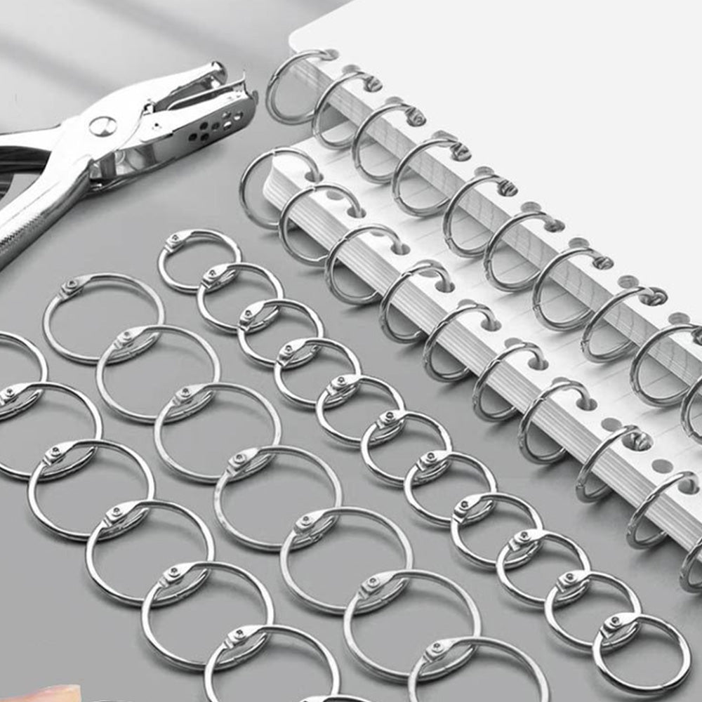 100 Pack Nickel Plated Metal Hinged Binder O Rings for Keys and Scrapbooks