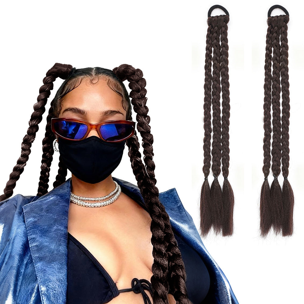 2PCS 45cm Three-Strand Braiding Hair for Wigs and Hair Extensions DIY Styling Black