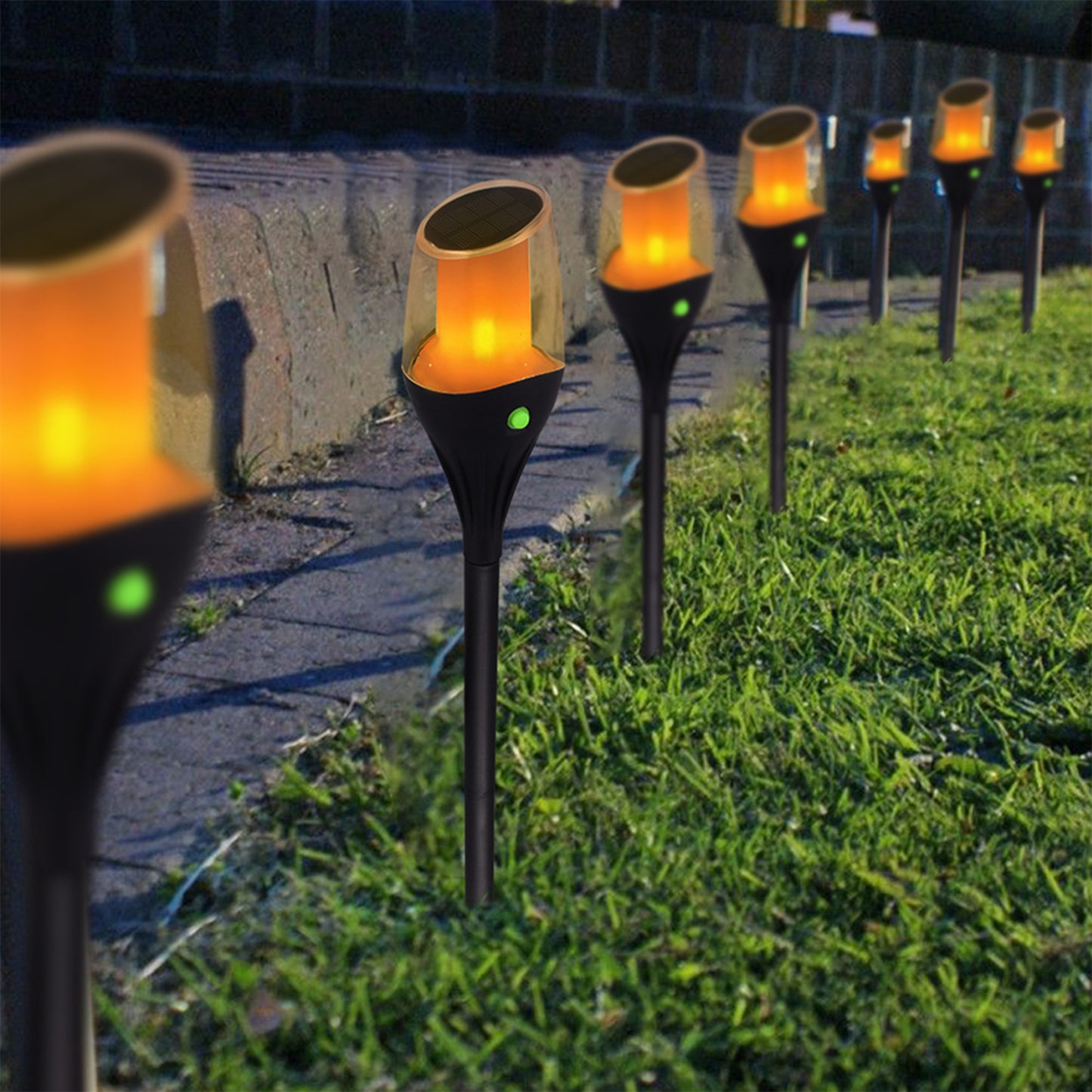 2-Pack 12 LEDs Waterproof Solar Garden Lights Solar Torch Light with Flickering Flame