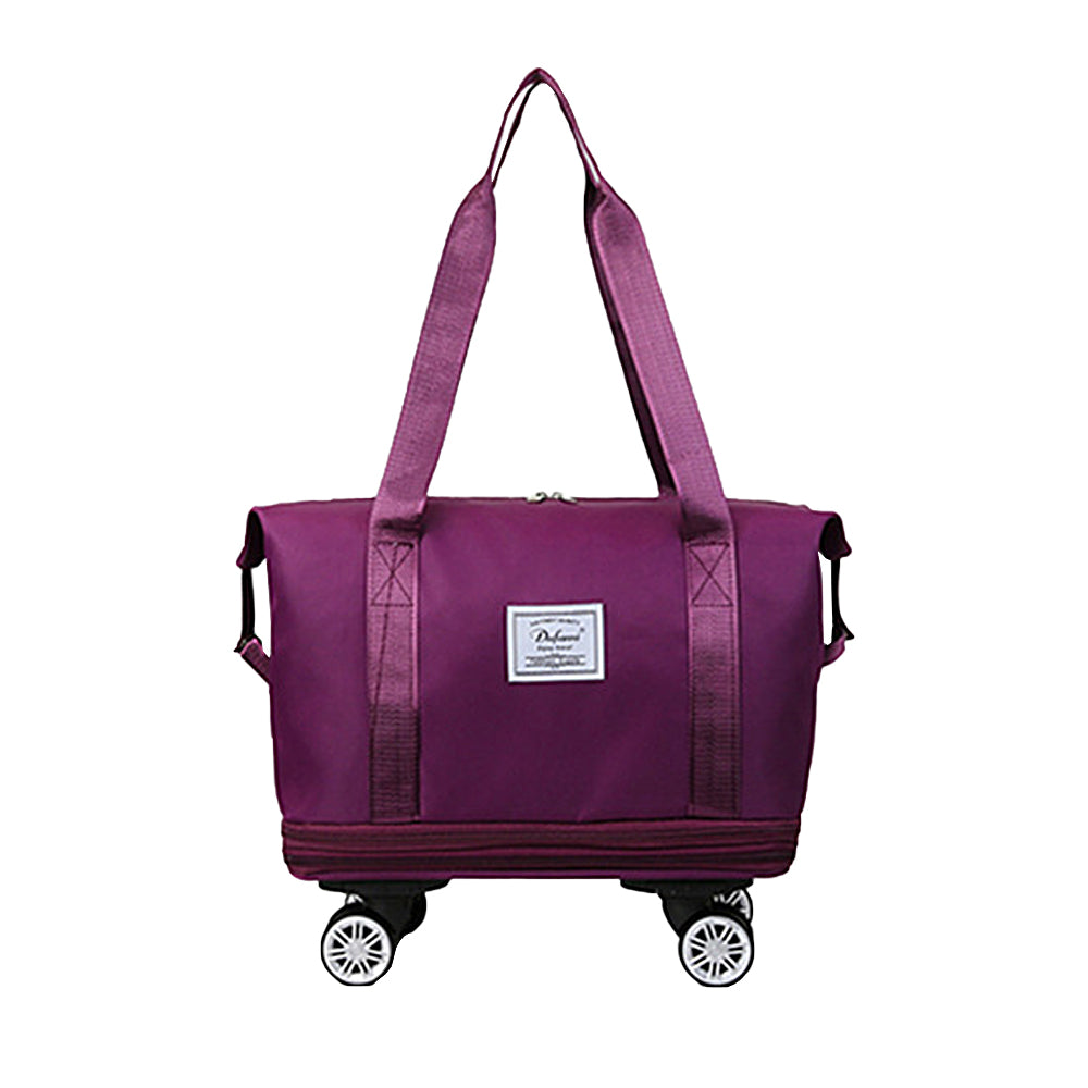 Expandable Wheeled Travel Duffle Bag Travel Foldable Rolling Gym Bag with Wheels Weekend Bag Dark Purple