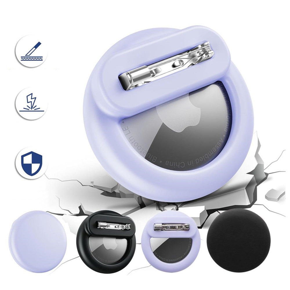 2Pcs For Apple AirTag Holder Hidden Silicone AirTag GPS Tracker Case with Safety Pin Purple