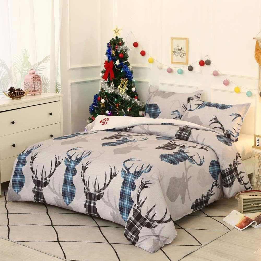 Christmas Pattern Bedding Set Xmas Style Duvet Cover Pillowcase  Home Decor Style 2