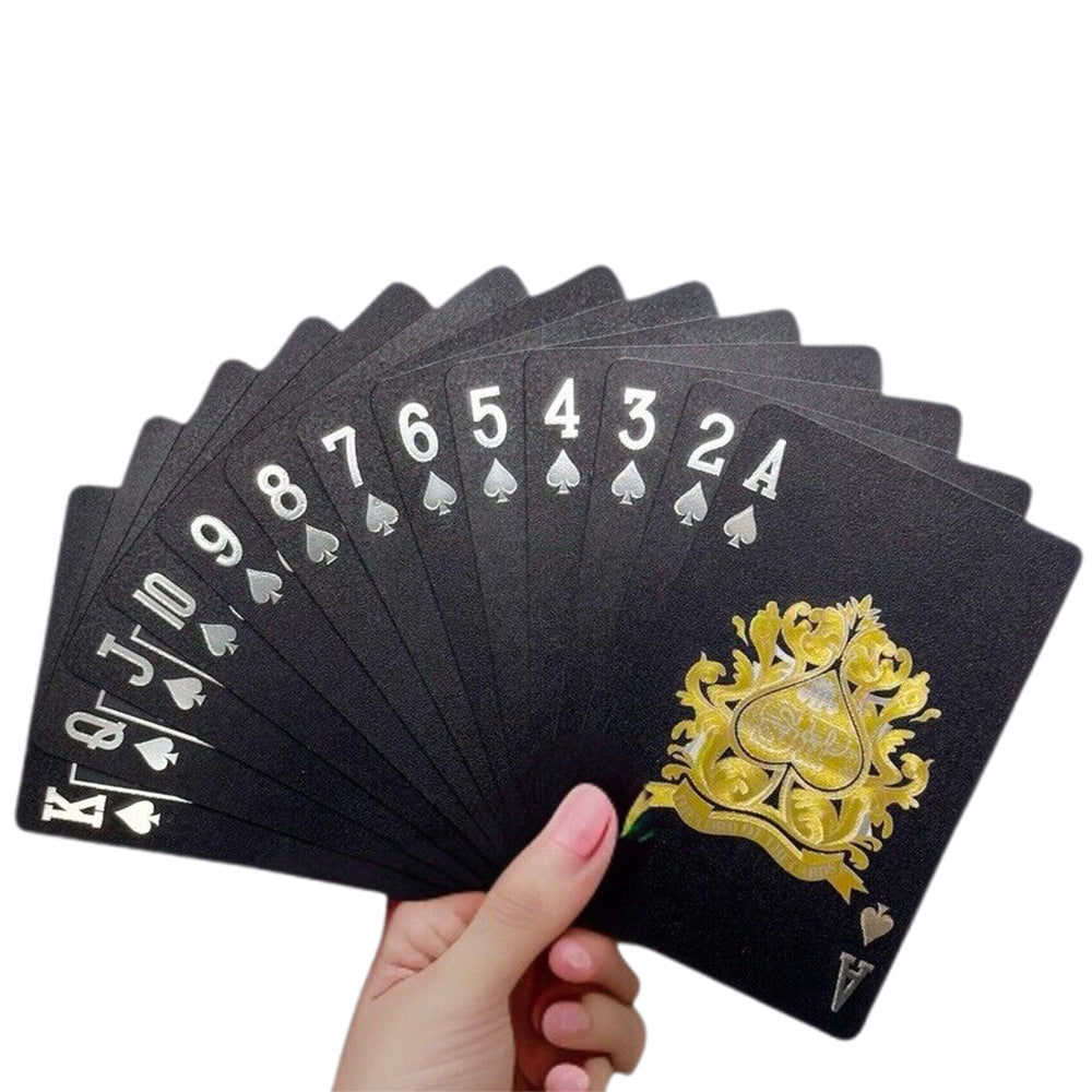 Waterproof Playing Cards Set Plastic Deck of Cards Poker Game Set for Party Camping Travel On-the-Go Black