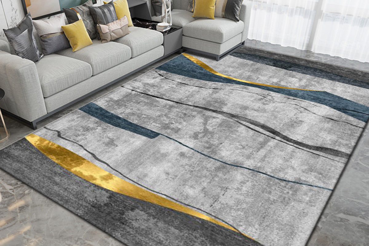 Large Floor Carpet Mat Outdoor Patio Flooring Over Grass Rug Anti-Slip for Bathroom -Curved Lines