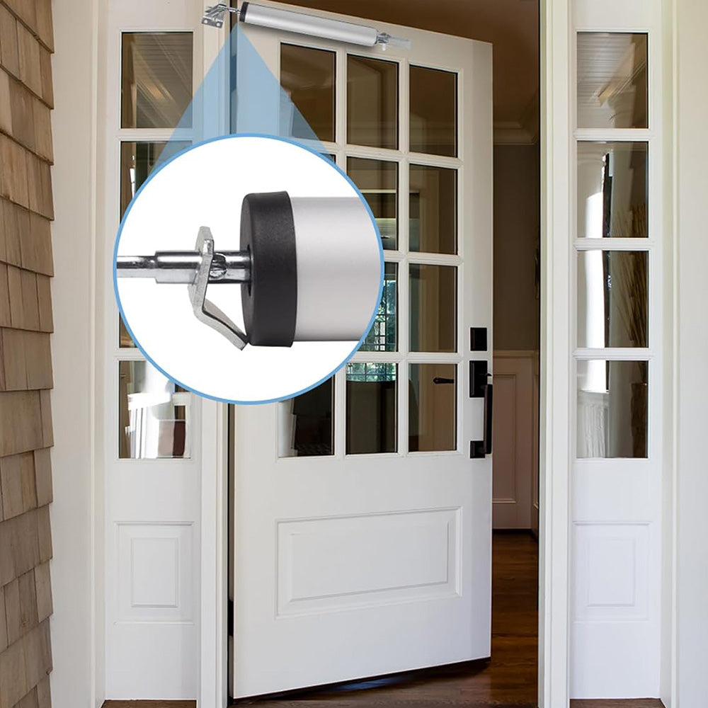 Pneumatic Door Closer with Adjustable Closing Speed Door Shock for Wooden Doors Windows Screen Door Silver