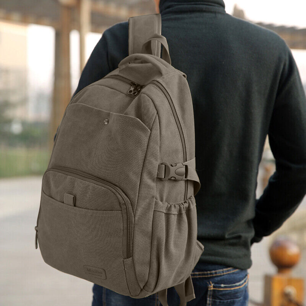 Large Capacity Canvas Backpack Laptop Bag Notebook School Travel Bag for Men Women Green