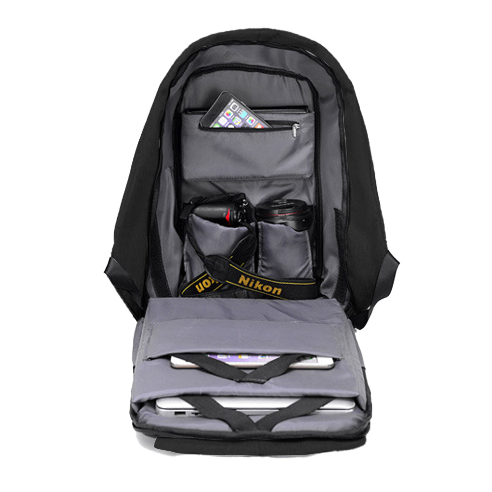 Anti-Theft Backpack School Travel Laptop Bag with USB Charging Port Black