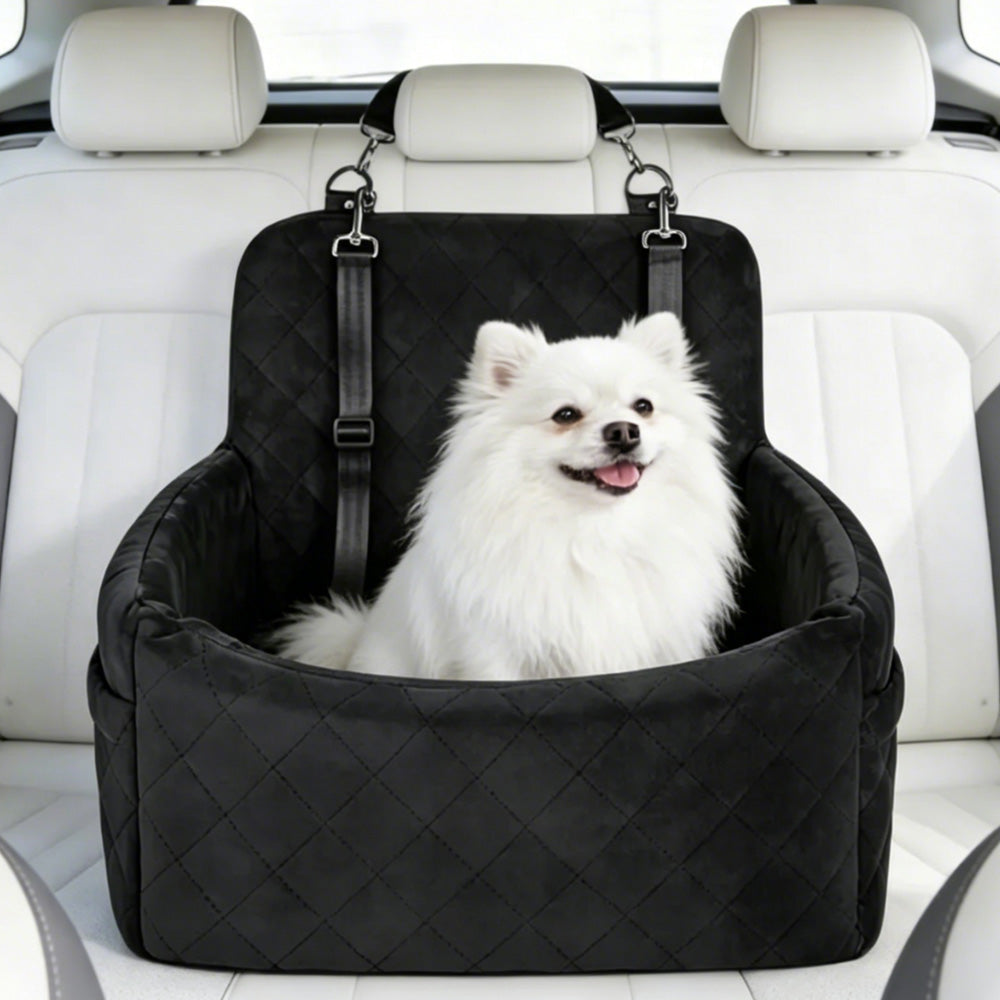 Car Dog Bed Pet Booster Seat For Small Dogs And Cats-Black