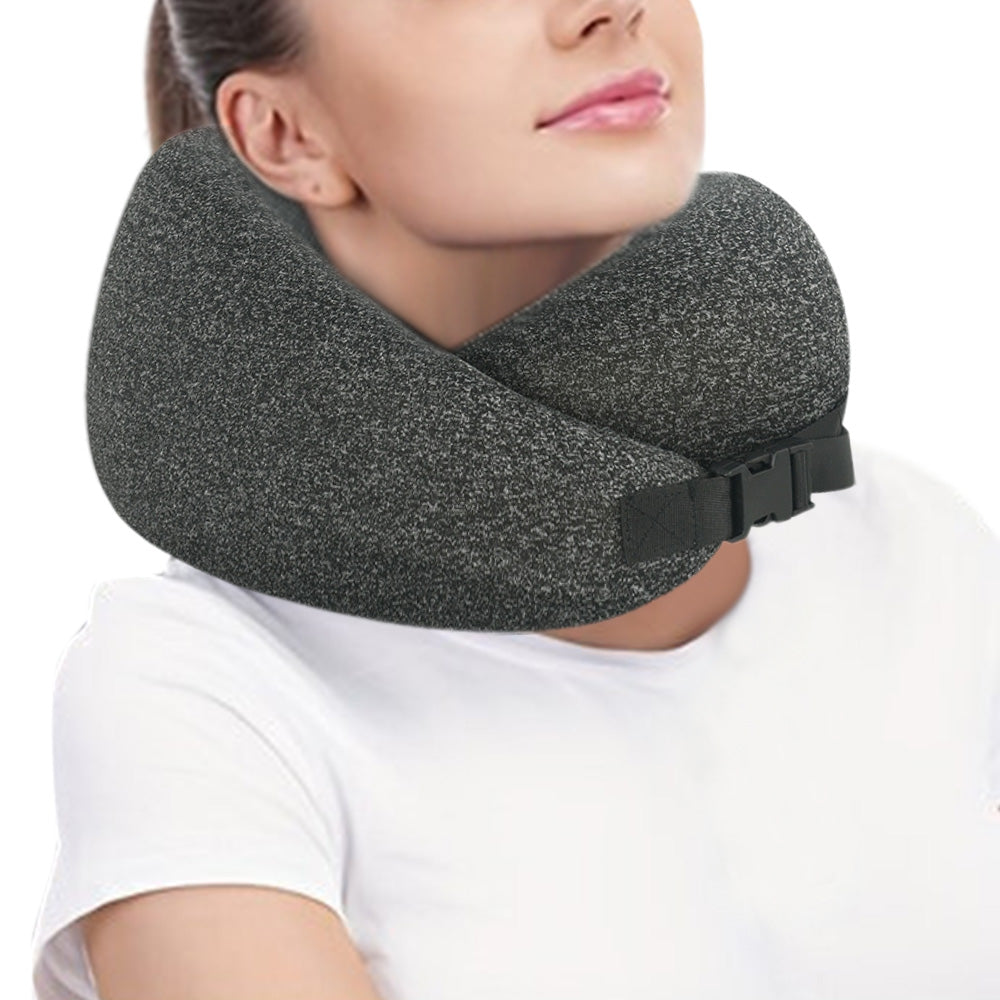 Memory Foam Pillow for Sleep Travel Neck Pillow with Storage Bag Dark Grey