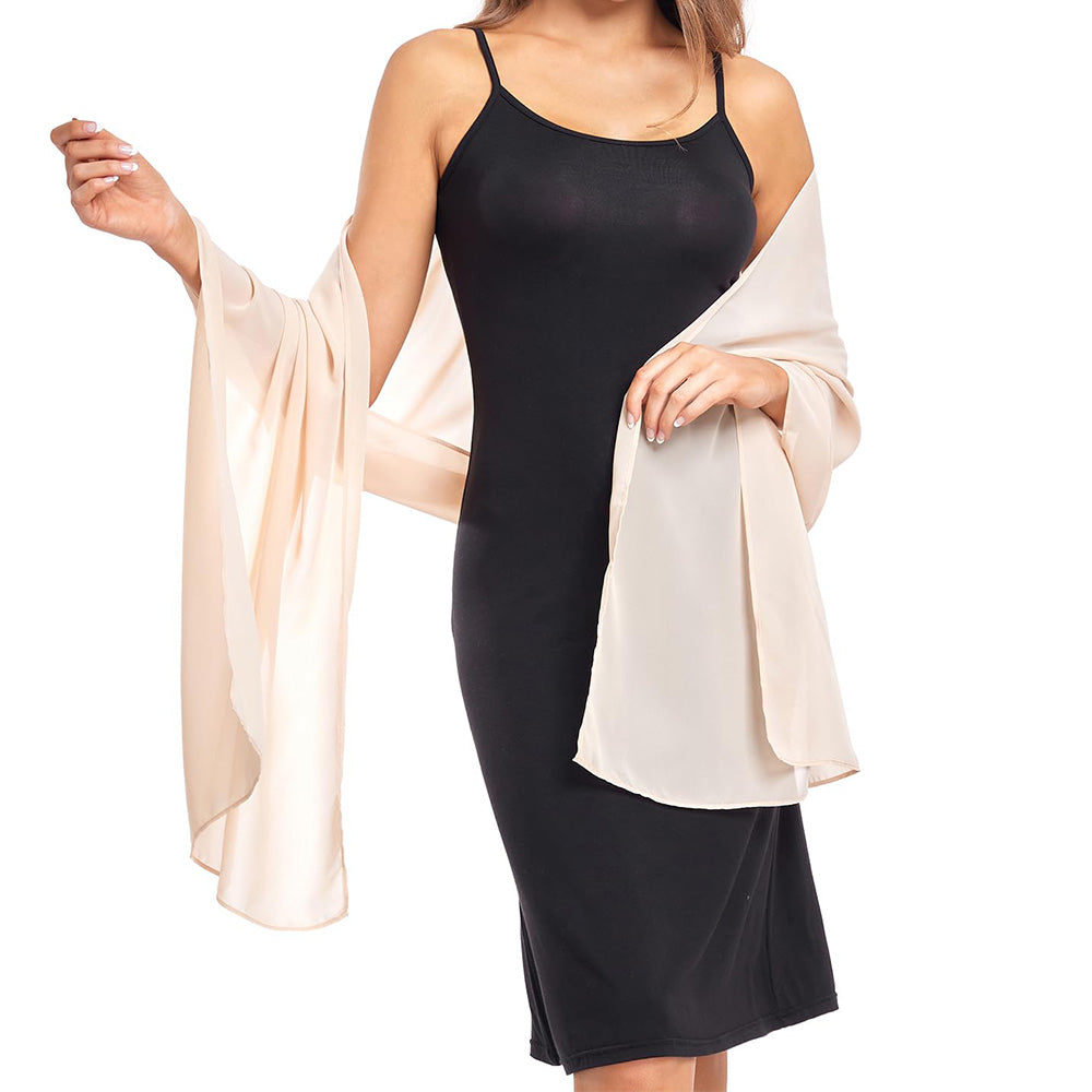 Chiffon Evening Dress Shawl for Weddings Parties - Beige