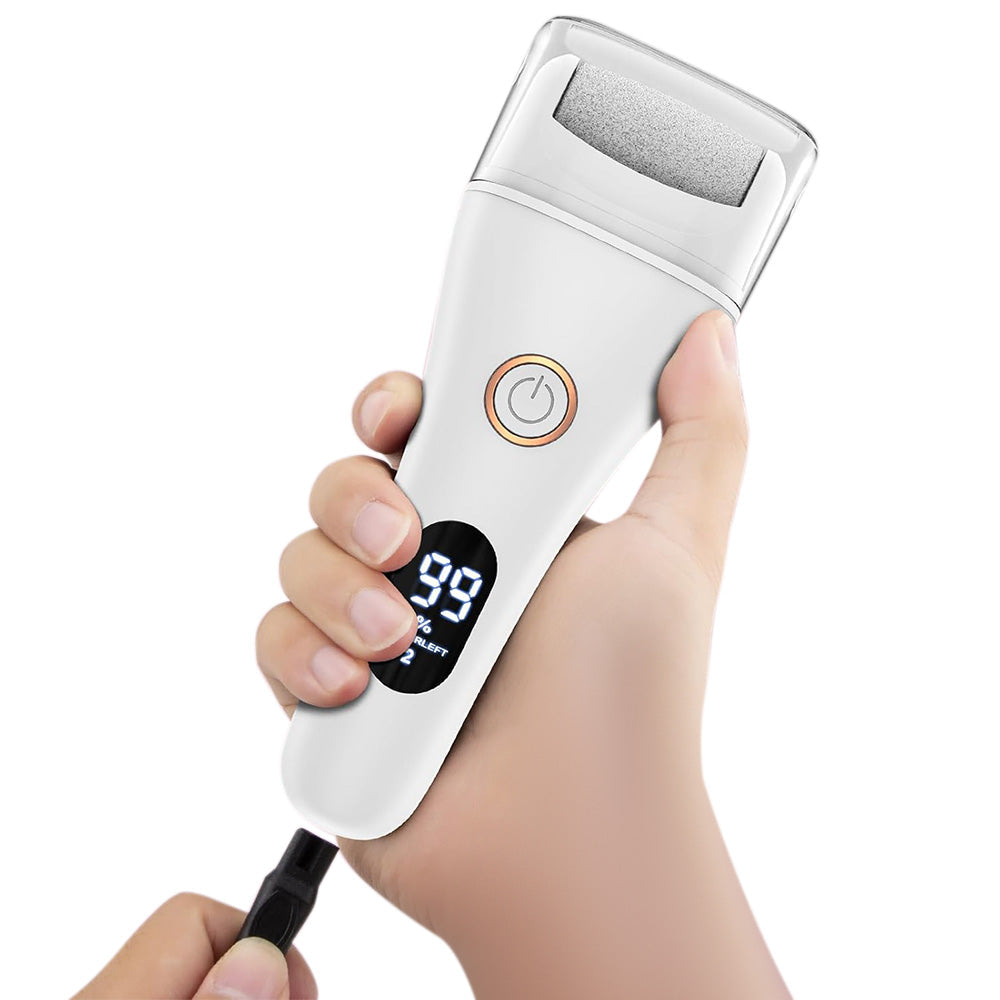 Rechargeable Electric Foot File Callus Remover Tool for Cracked Heels Black White