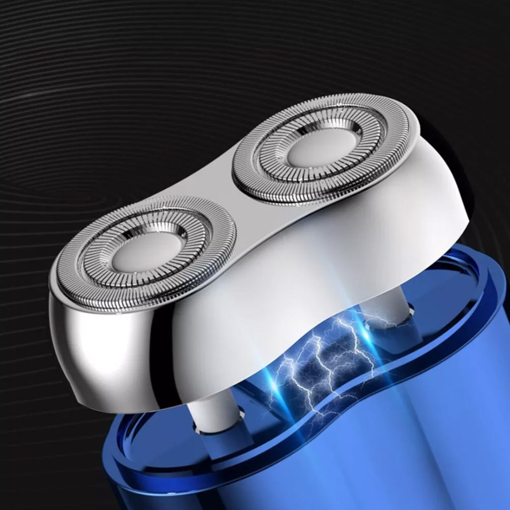 Portable Mini Dual-Head Electric Shaver USB Rechargeable Razor Blue