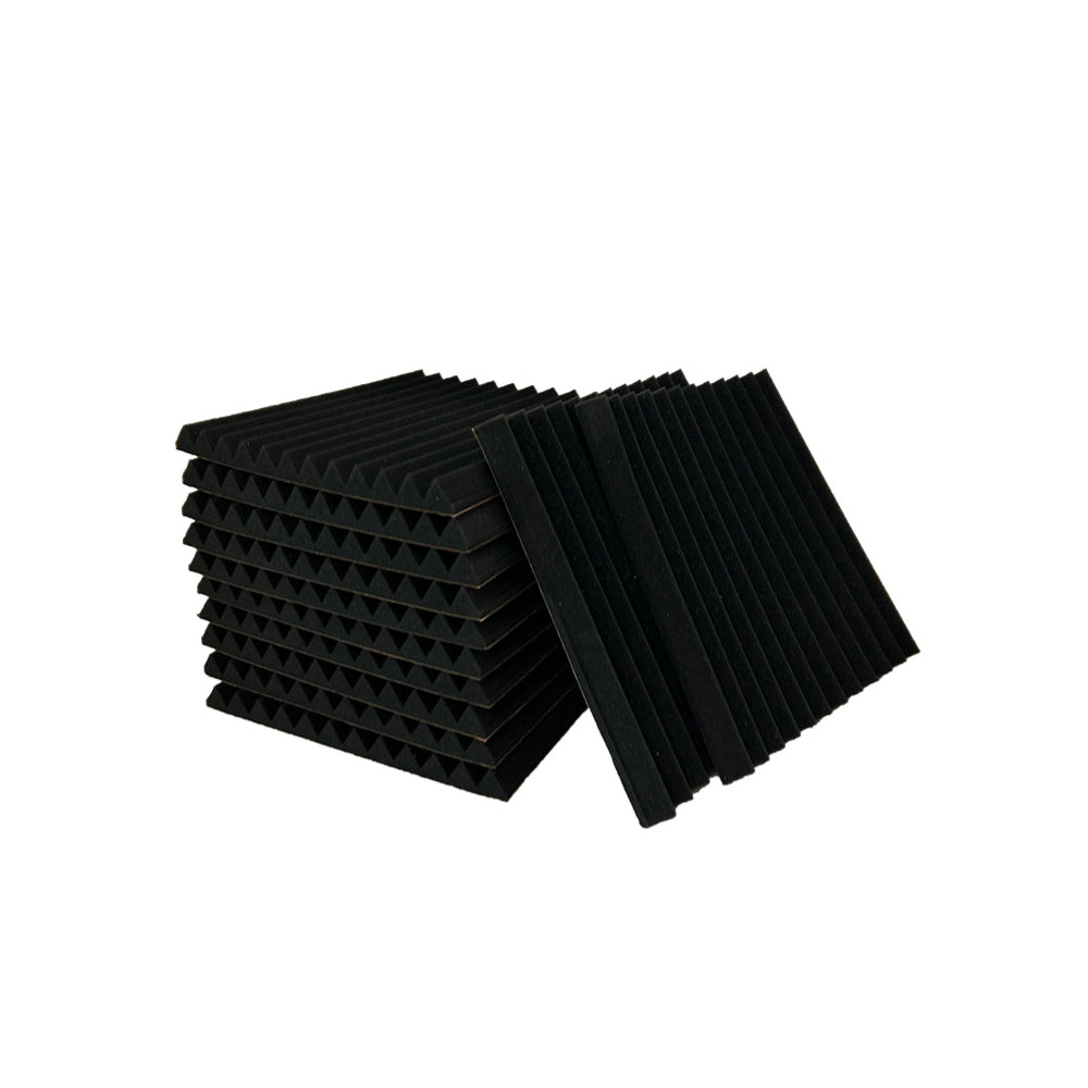12 Pcs Set Studio Acoustic Foam Sound Absorbtion Proofing Panels Wedge Black