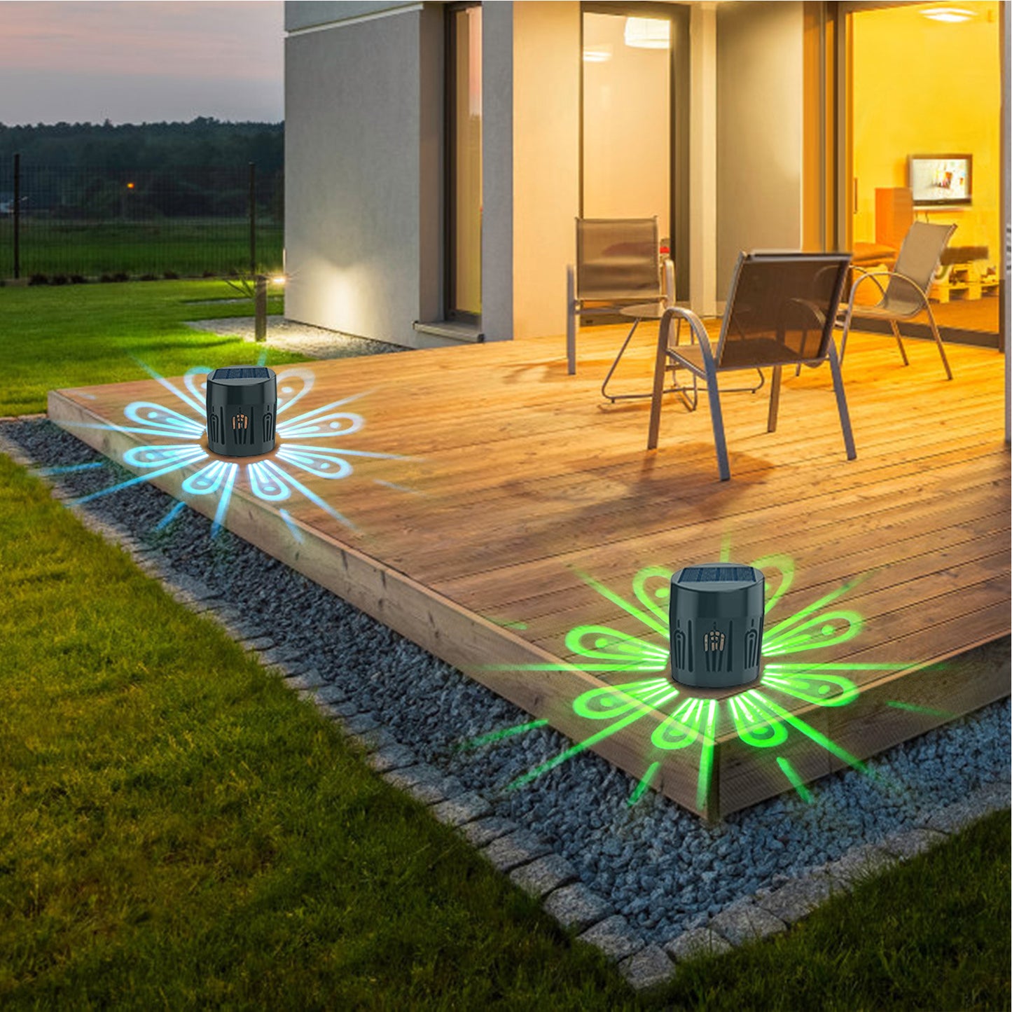2Pcs Solar Fence Lights for Outdoor Decoration Wall Light