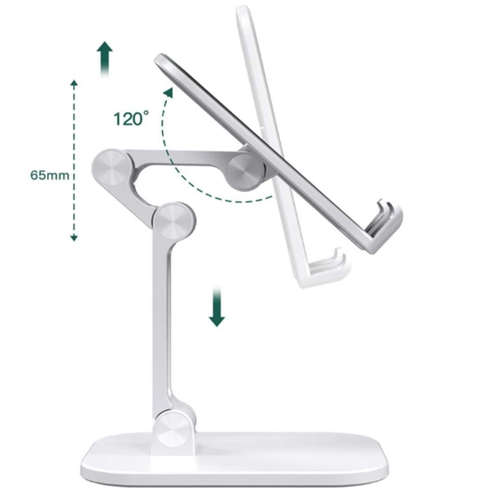 Foldable Desktop Stand for Tablet Cell Phone Adjustable Ergonomic Holder Mount White