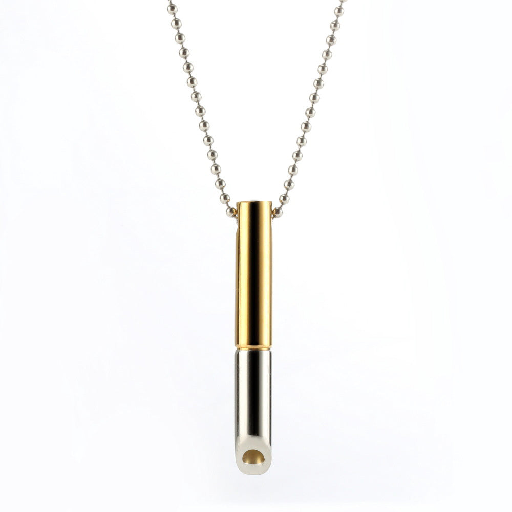 Mix-Color Breathing Necklace Stainless Steel Meditation Pendant Gold