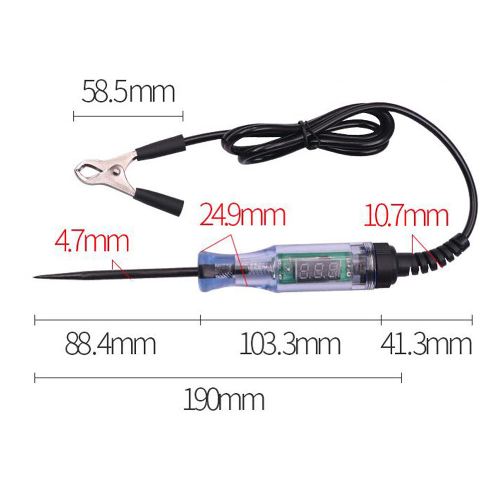 3V 6V 12V 24V Electrical Circuit Voltage Tester with Digital Display for Auto Car LED Light Test Probe Pen Black