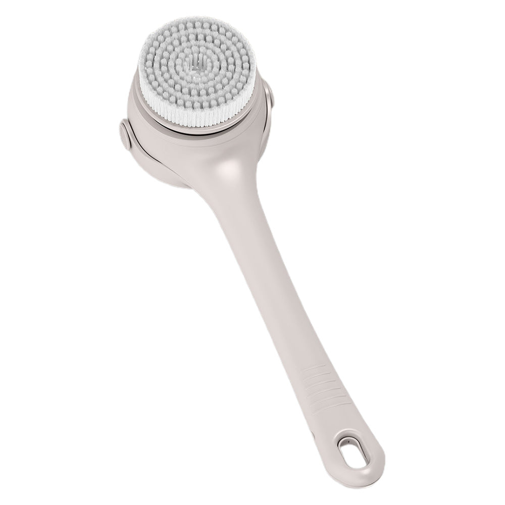 Electric Body Back Scrubber for Shower Dual Handle Bath Brush for Exfoliating Massage Apricot