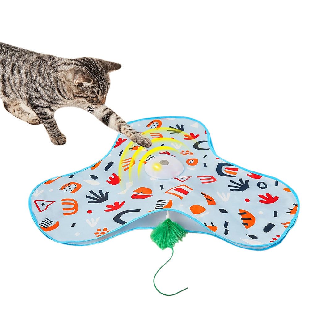 Automatic Interactive Cat Toy with Moving Feather and Sound for Indoor Play Sky Blue