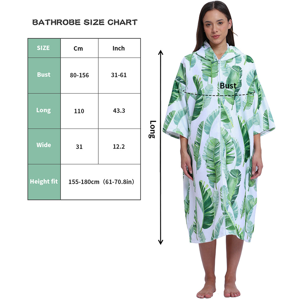 Unisex Hooded Towel Poncho Swim Parka for Adults - Banana Leaf