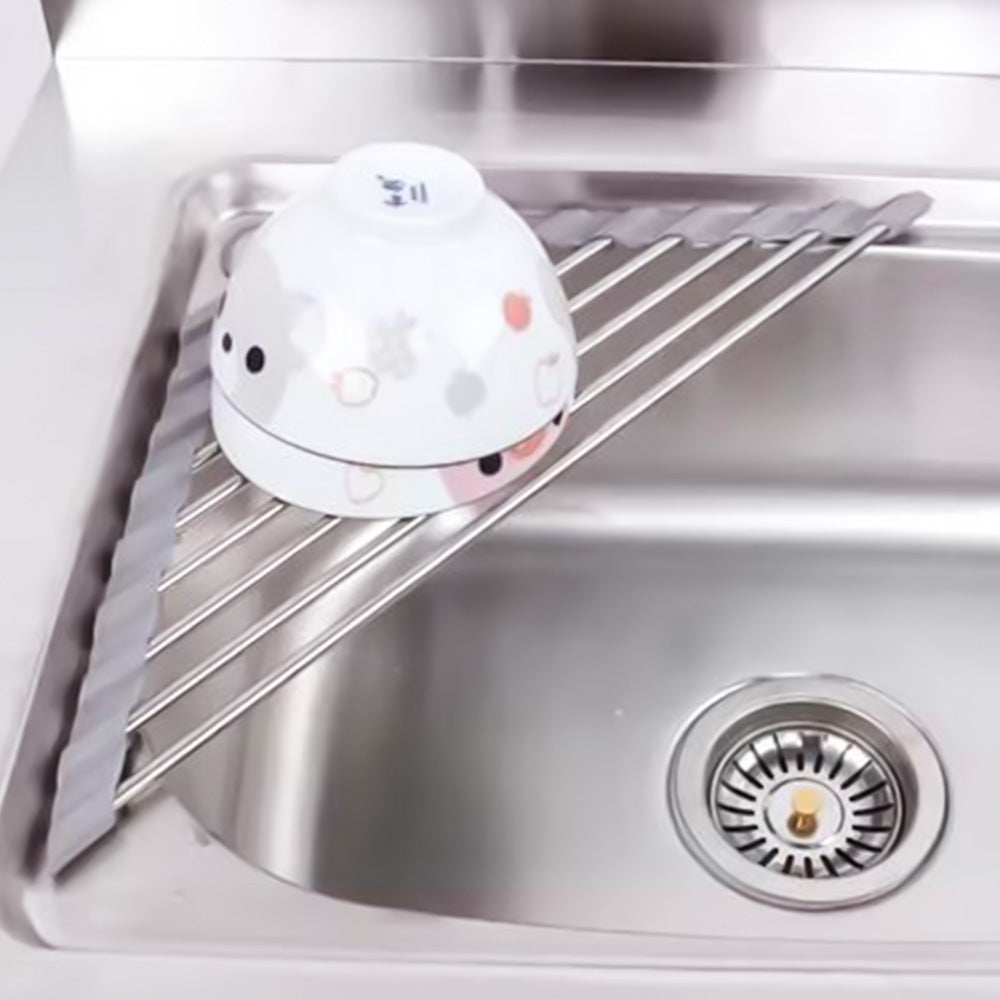 Triangle Dish Drying Rack Roll-Up Over-The-Sink Drainer Organizer for Sink Corners (Copy)