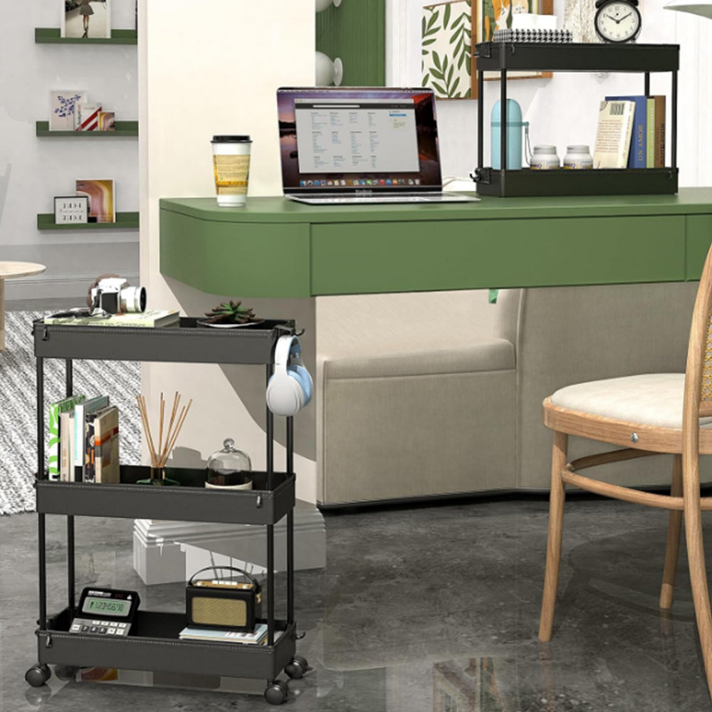 3-Tier Rolling Storage Cart Bathroom Storage Organizer Shelf Black