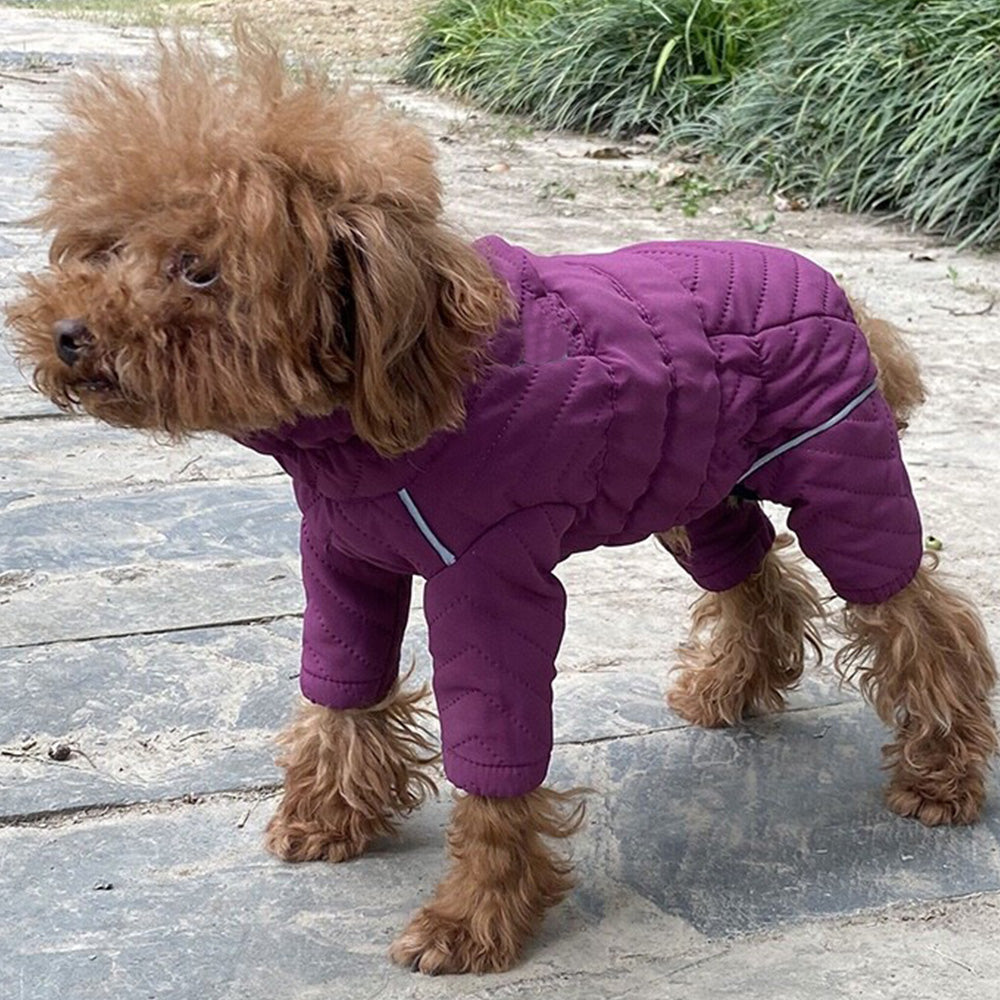 Warm Dog Vest Reflective Coat Windproof Winter Jacket for Pet Dogs Purple