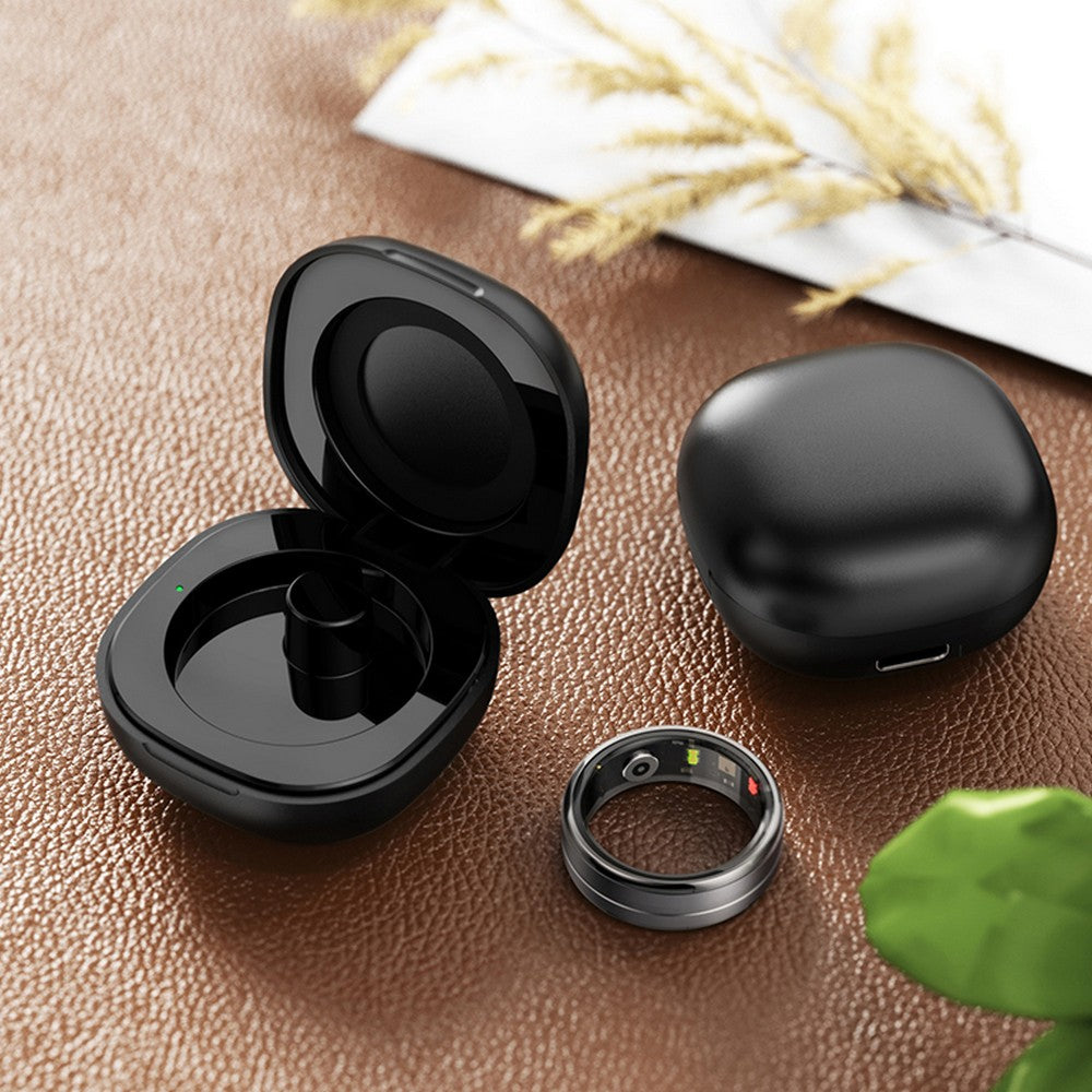 Smart Ring Fitness Ring Heart Rate Monitor Sleep Tracker Pedometer Calories Step Counter Fitness Tracker Health Ring 5ATM Waterproof Smart Rings-Black