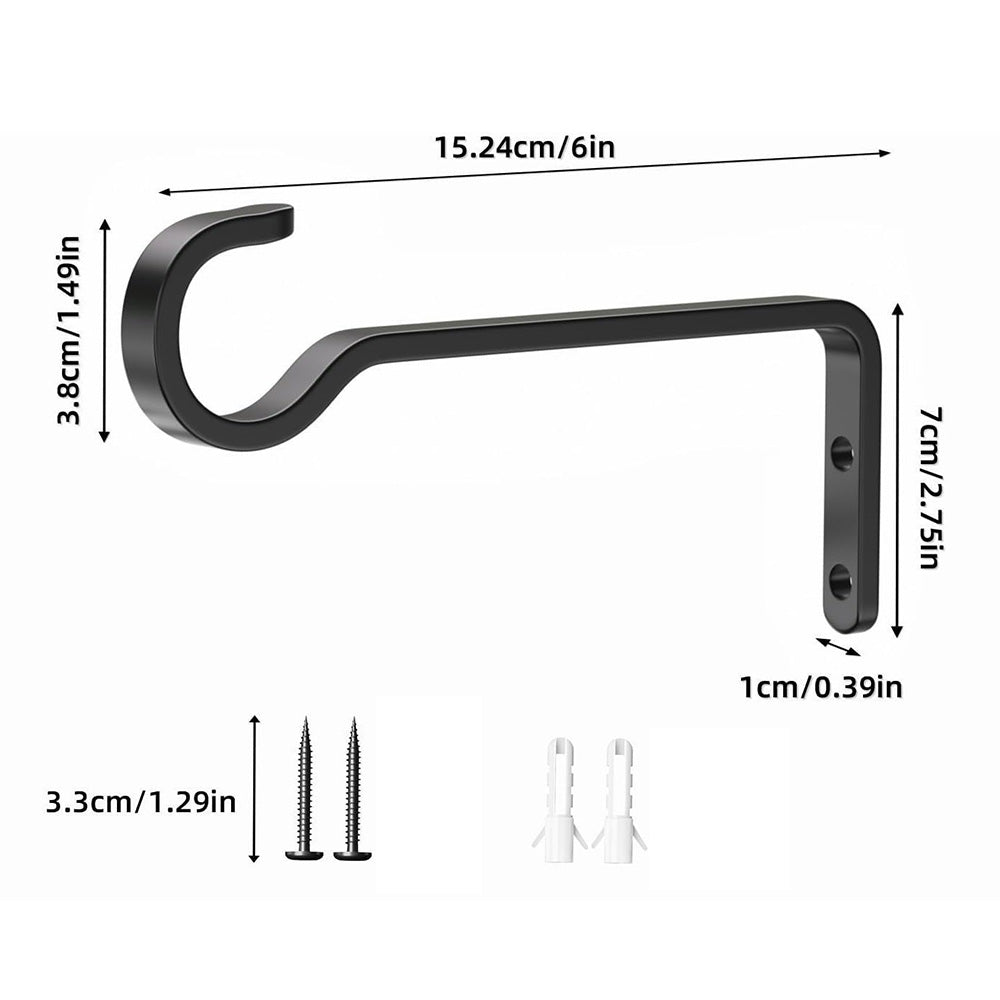 2Pcs Rustproof Iron Plant Hooks for Wall Outdoor Bird Feeder Planter Baskets Hanger