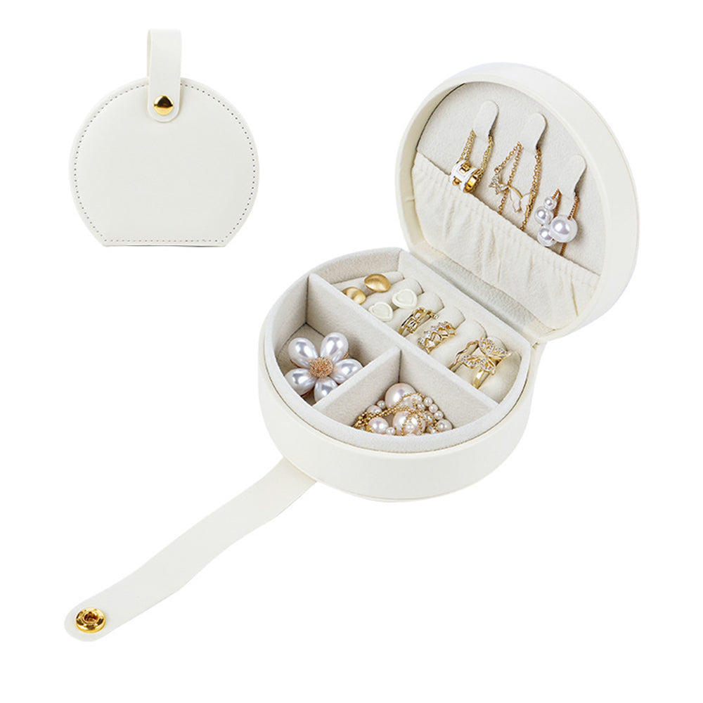 Travel Jewelry Case with Detachable Handle Accessory Organizer White