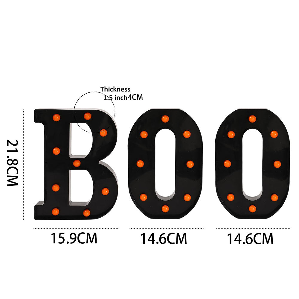 3 Piece BOO Orange Light Up Halloween Decorative Sign for Parties