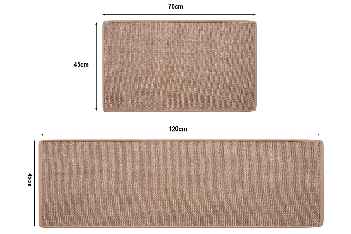 2Pcs Set 45x70cm and 45x120cm Non Slip Kitchen Runner Rug Absorbent Kitchen Floor Mat for Home Door Mats-Brown