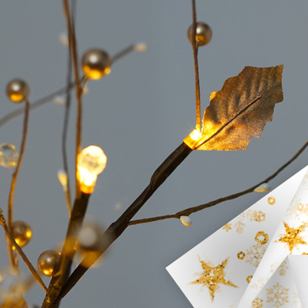 Tabletop Tree Light 24 LED Lighted Tree Decorated Lights Artificial Branch Tree Lamp for Outdoor and Indoor Christmas Decor Gold