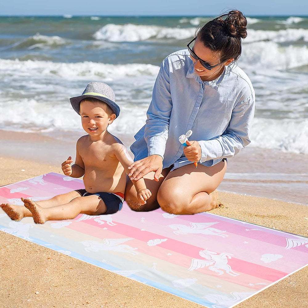 Unicorn Print Beach Towel Soft Microfiber Camping Swimming Towels Style 2