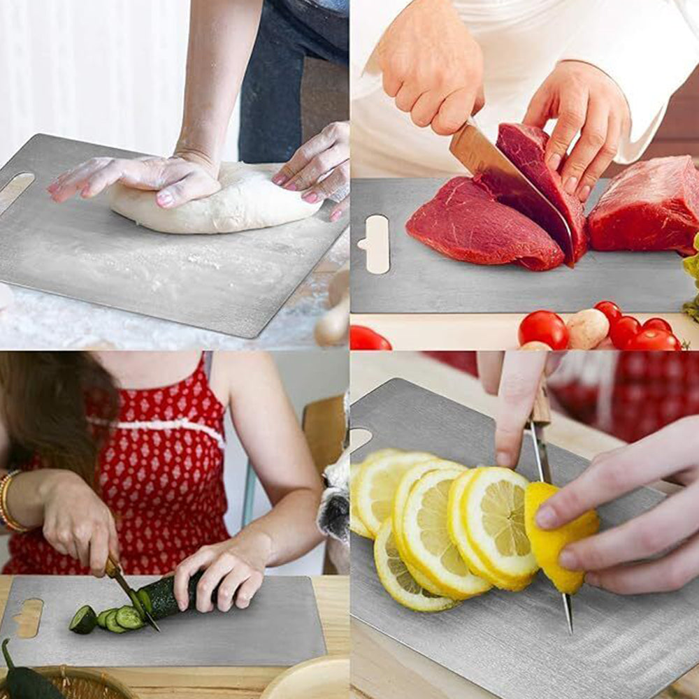 Double Sided Cutting Board for Kitchen Stainless Steel Chopping Board