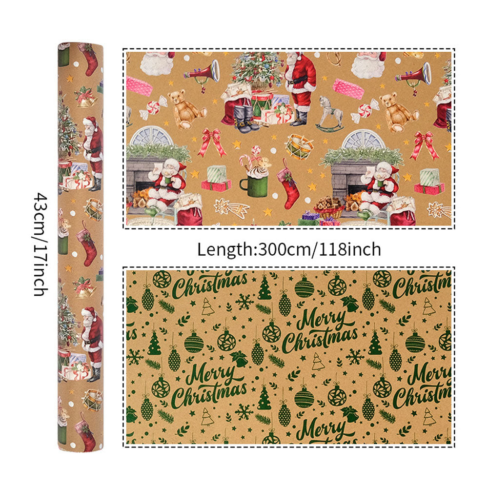 2 Pack Double Sided Christmas Wrapping Paper 4 - Santa Claus