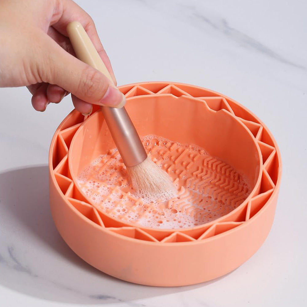 2Pcs 3 in-1 Makeup Brush Cleaner Sillicone Cleaning Bowl