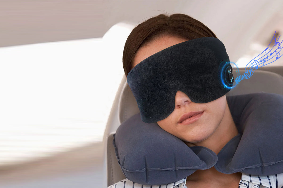 Sleep Eye Mask Bluetooth Headphones Adjustable Sleep Headband Headphones for Sleeping Wireless Eye Cover Earbuds for Travel