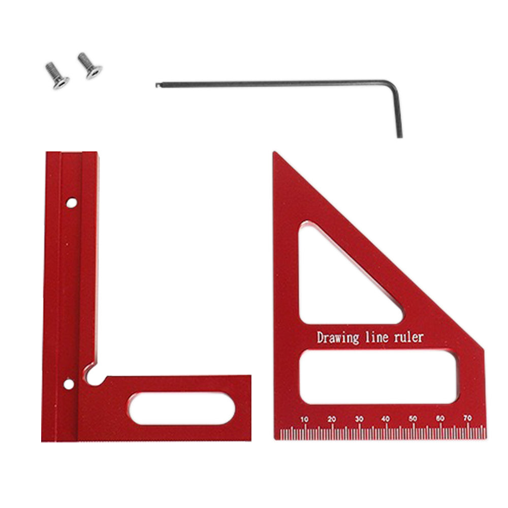 Multi-Angle Measuring Ruler Kit 45/90 Degree Aluminum Alloy Protractor Drawing Line Miter Triangle Tool for Woodworking