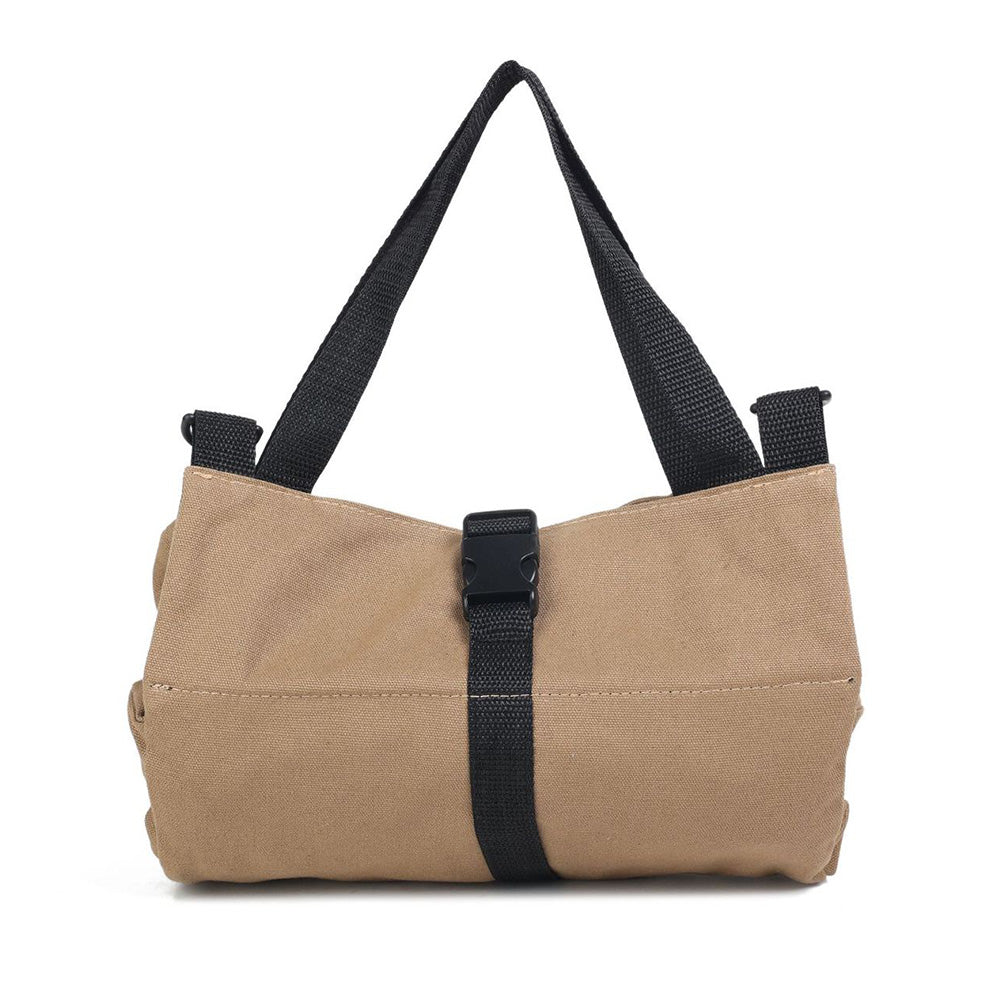 Roll Up Tool Bag Water Resistant Tool Organizer Zipper Pouch for Electricians Repairman Khaki