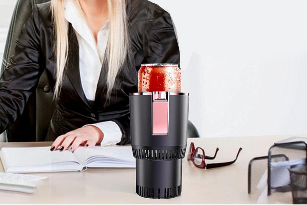 2 in 1 Car Cup Warmer Cooler Smart Car Mug Holder Auto Car Cooling and Heating Cup with LED Temperature Display Car Refrigerator-Purple